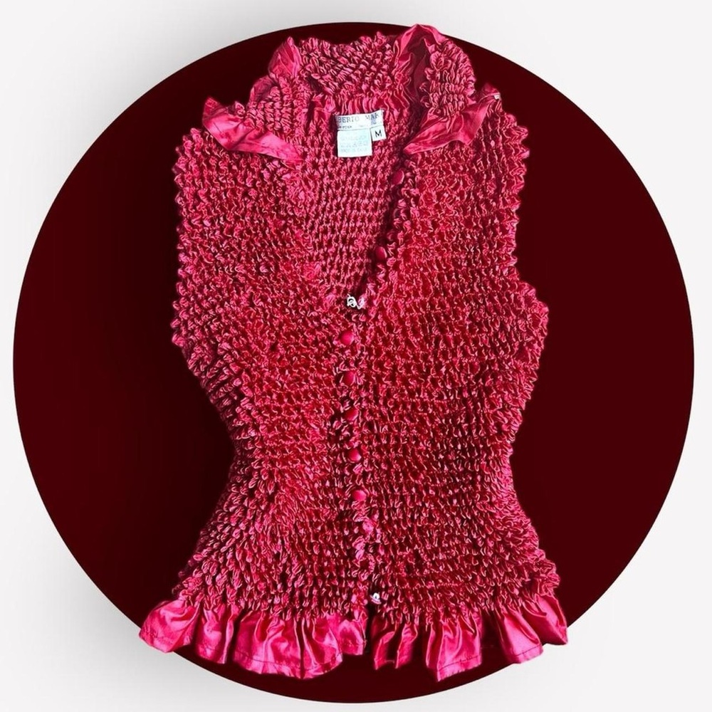 vintage salmon popcorn blouse